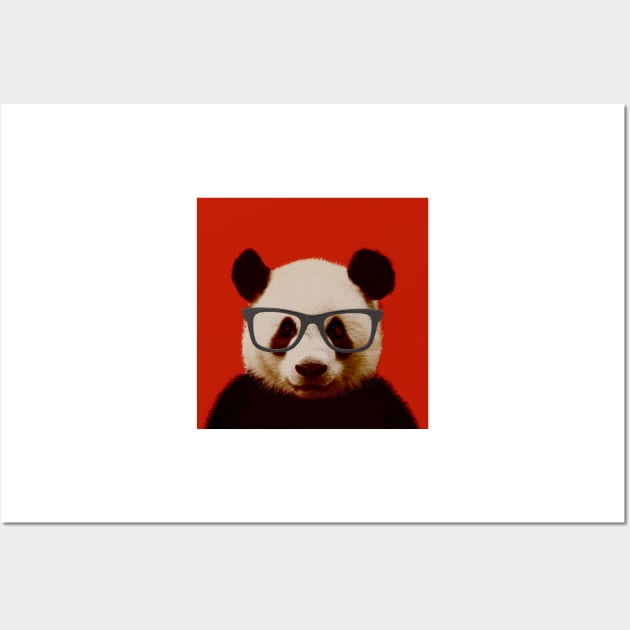 Geeky Nerd Panda in Red Background - Print / Home Decor / Wall Art / Poster / Gift / Birthday / Panda Lover Gift / Animal print Wall Art by luigitarini